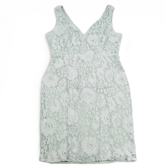 LULU'S Normani Sage Green V-Neck Lace Sleeveless Spring Dress - Picture 2 of 5